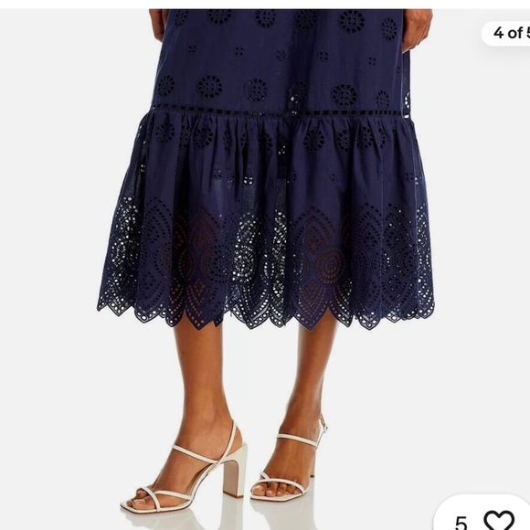 Aqua Eyelet Midi Dress - Picture 3 of 14